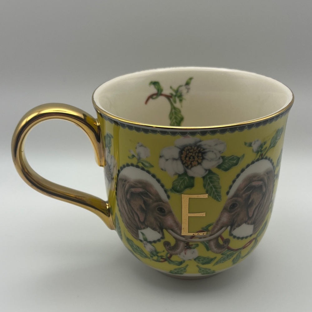 Anthropologie x Lou Rota “E” Elephant Mug with Gold Trim - Picture 6 of 14